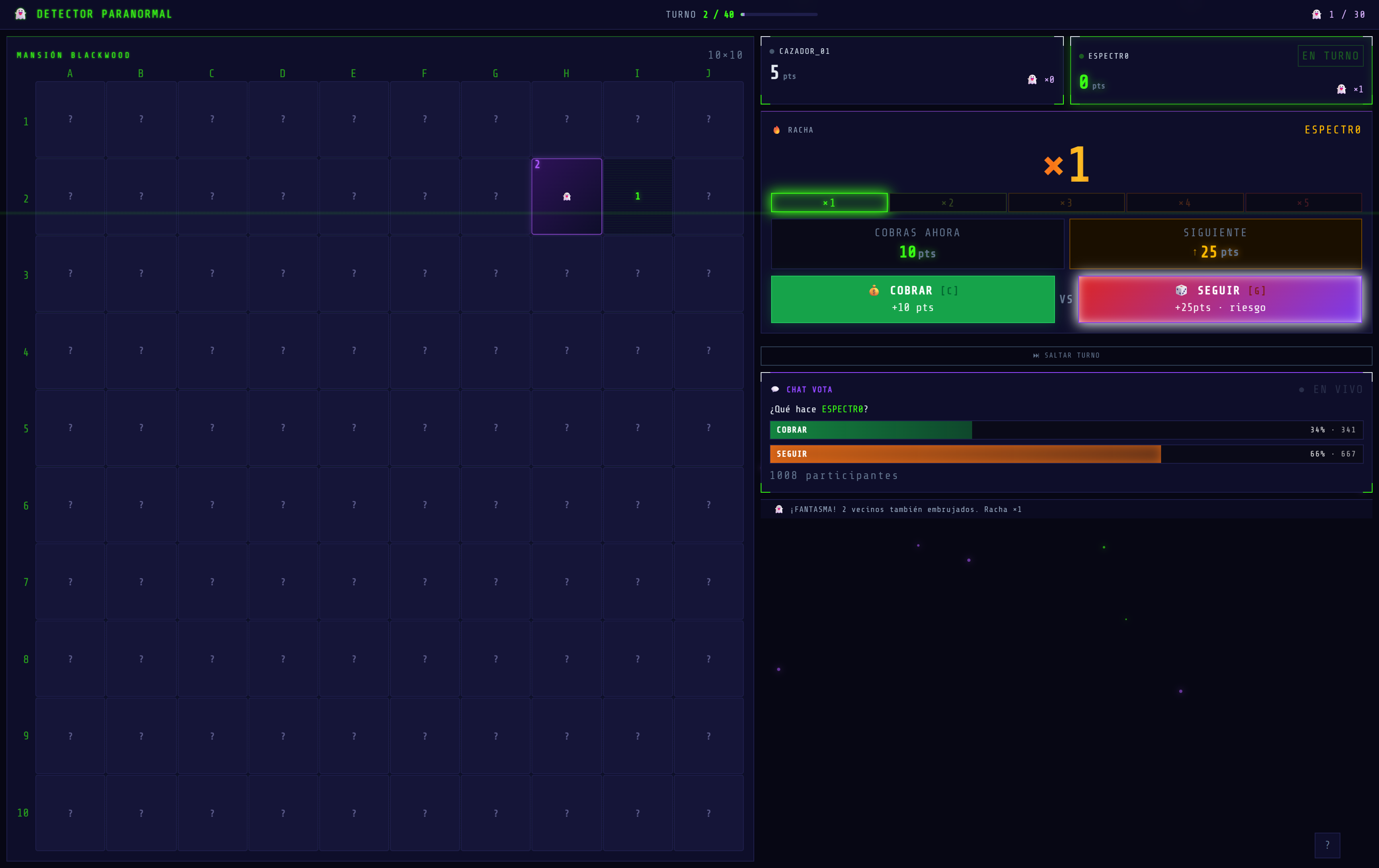 Buscaminas + battleships multijugador para streamers.