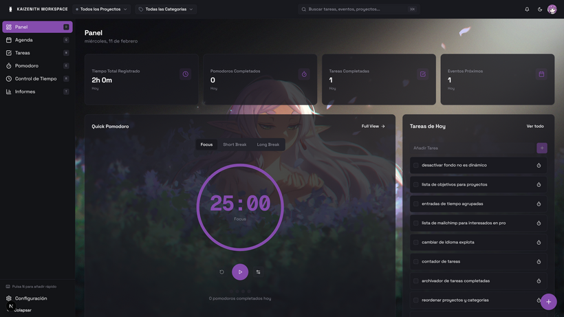 Herramienta de gestión de tiempo y productividad.