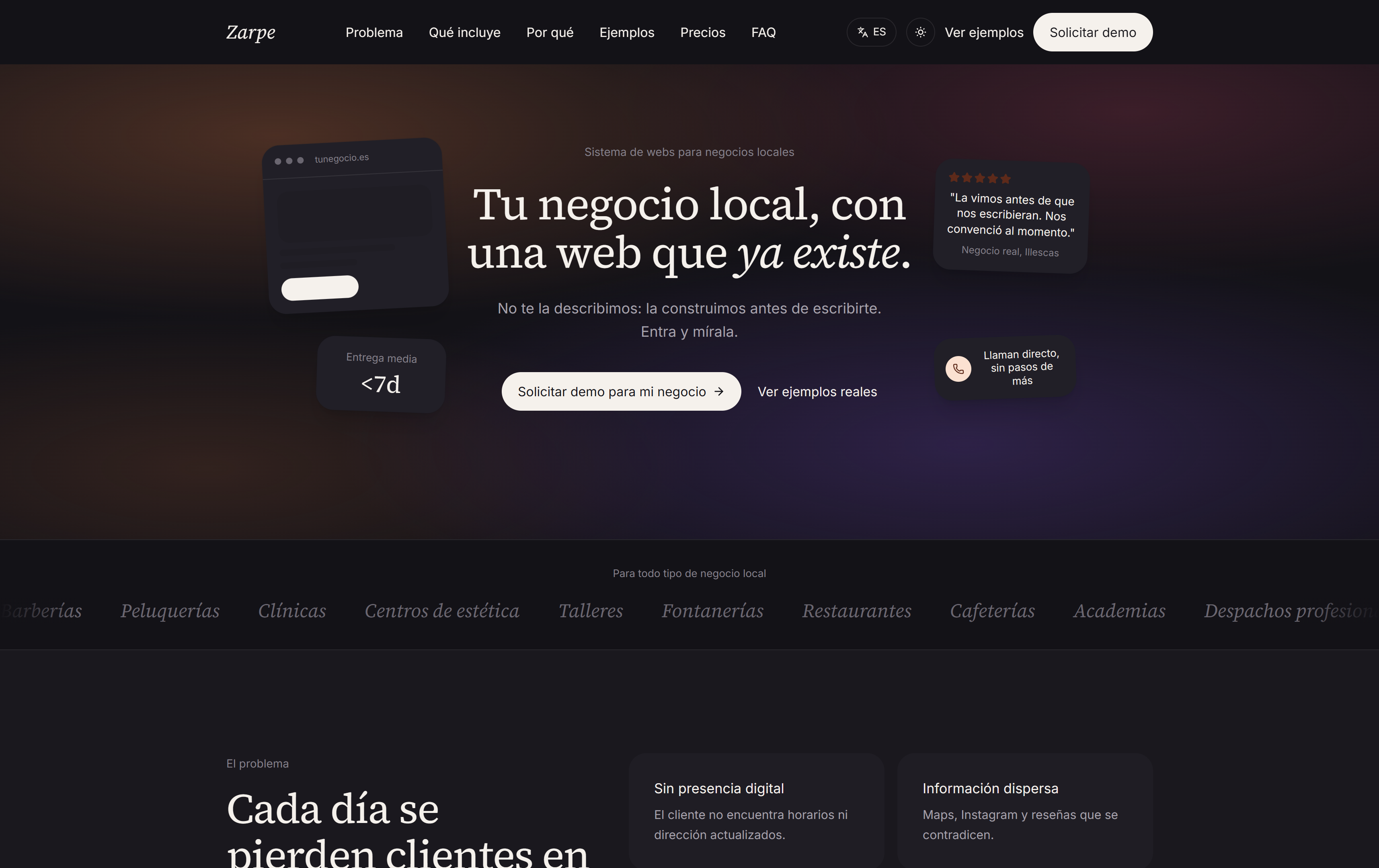 Webs a medida para negocio local.